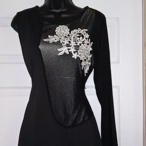Sexy black sheer and applique dress never worn